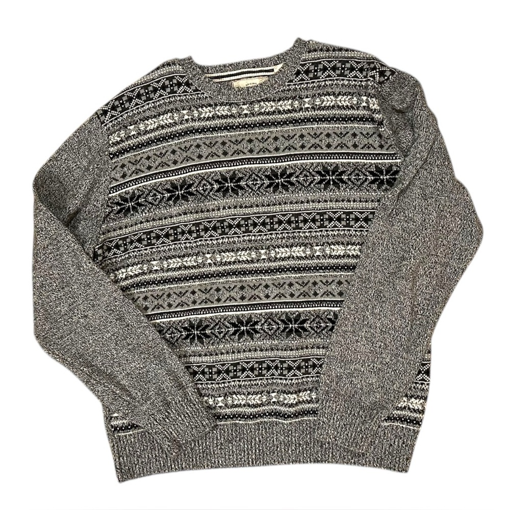 Gray Mens Pullover Cotton Sweater XL Ski Snowflake Original Weatherproof Vintage